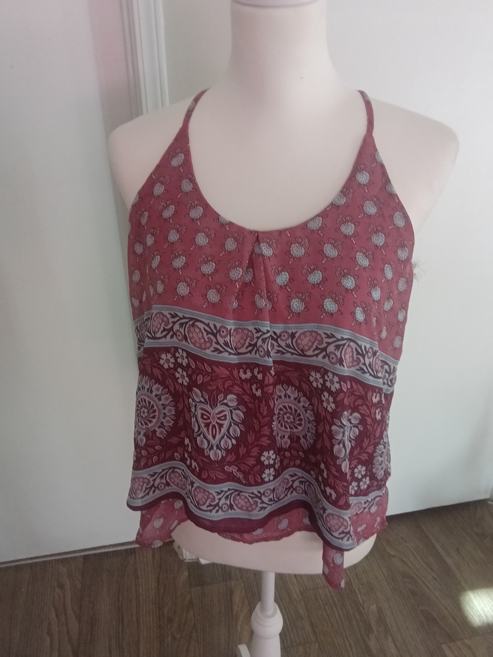 Boho Paisley Halter Camisole in Dusty Rose